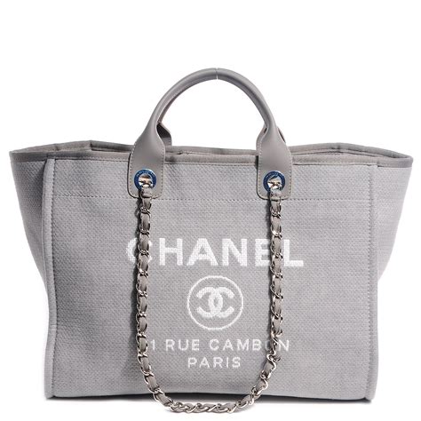 grey chanel tote bag|chanel canvas tote bag.